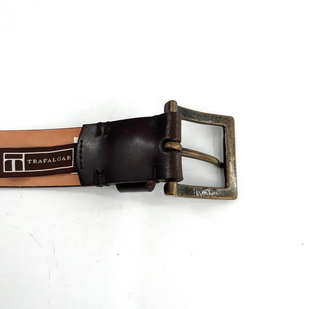 Trafalgar Ashton genuine Italian leather square buckle men’s brown tobacco belt